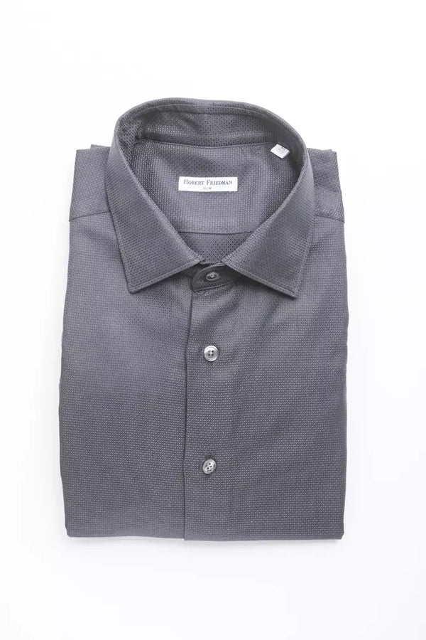 Blue Cotton Men's Slim Shirt Robert Friedman