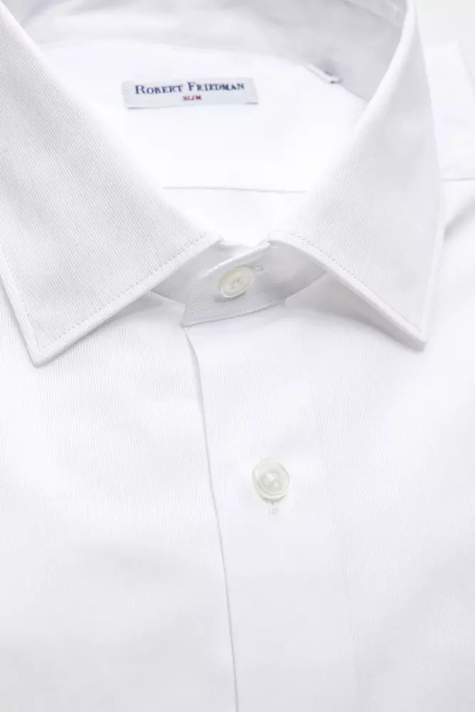 White Cotton Men Shirt Robert Friedman
