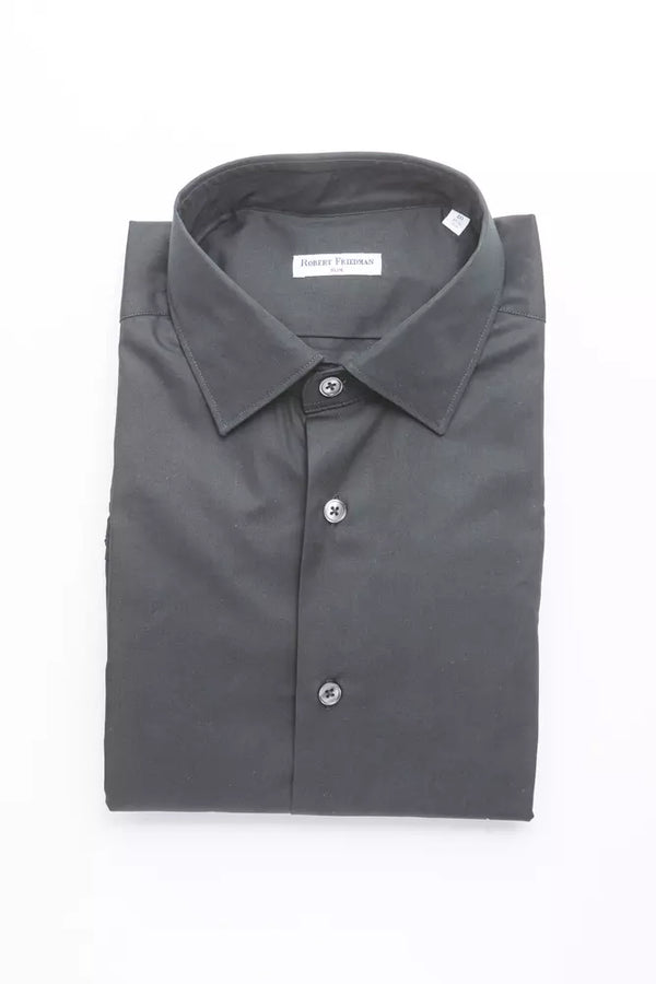Black Cotton Men Shirt Robert Friedman