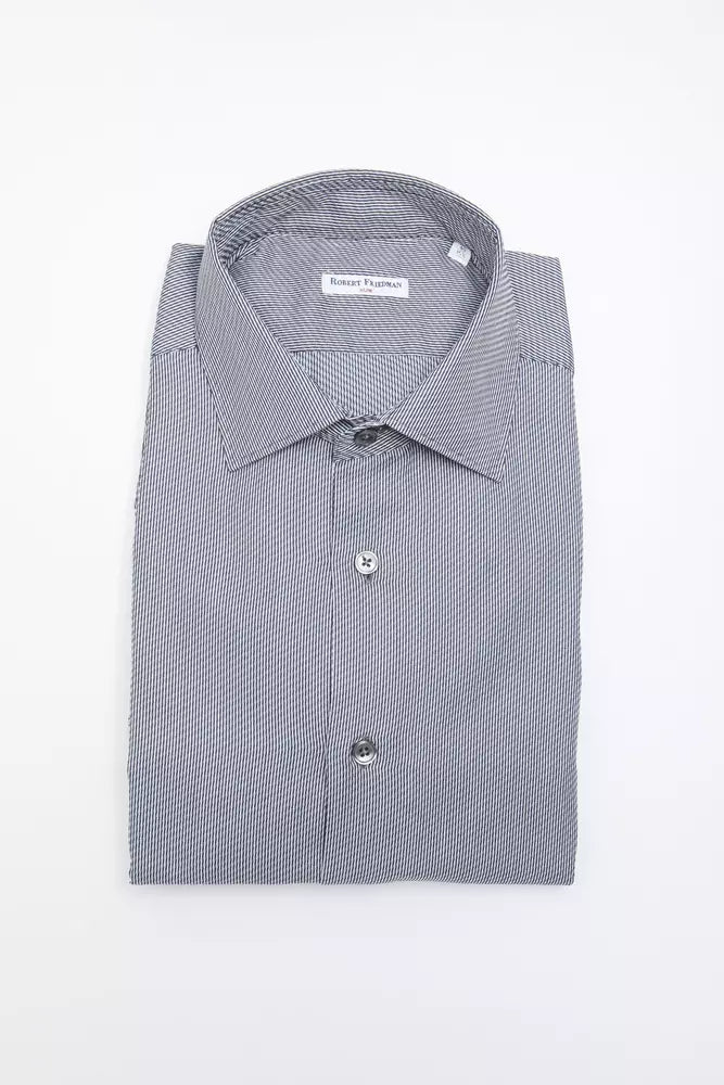 Blue Cotton Men Shirt Robert Friedman