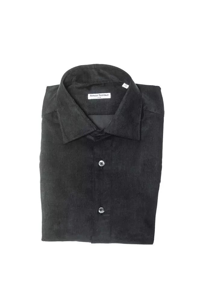 Black Cotton Men Shirt Robert Friedman