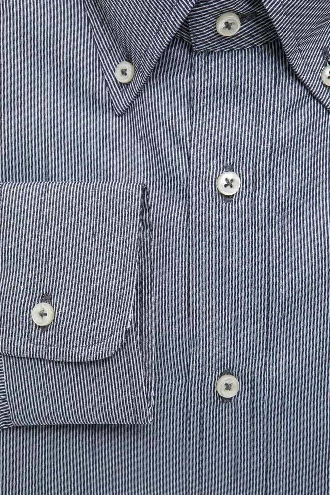Blue Cotton Men Shirt Robert Friedman