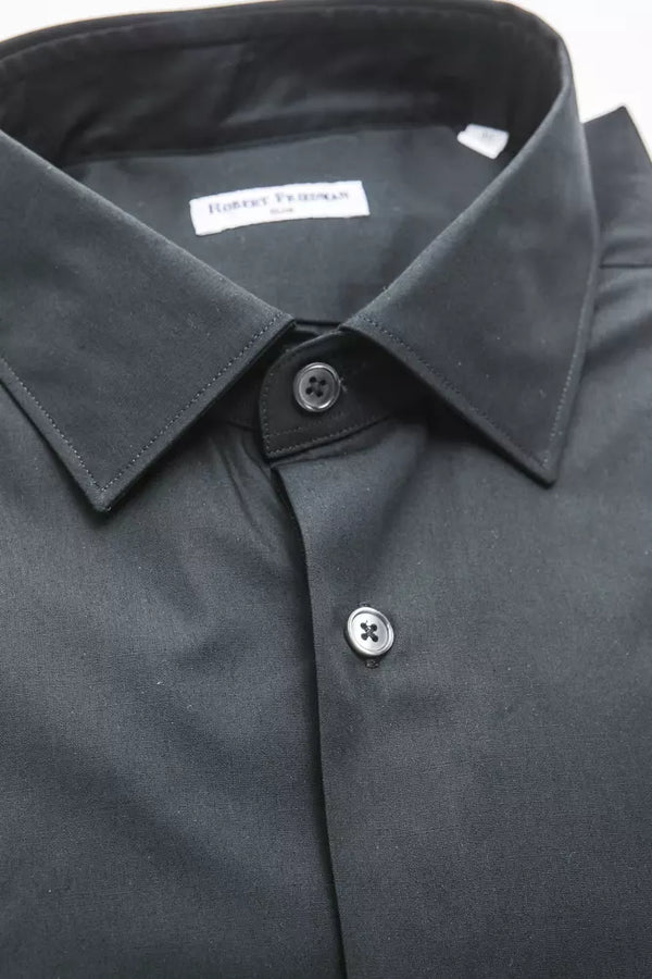 Black Cotton Men Shirt Robert Friedman
