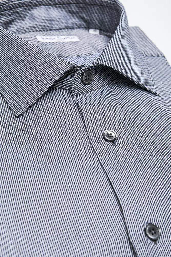 Blue Cotton Men Shirt Robert Friedman