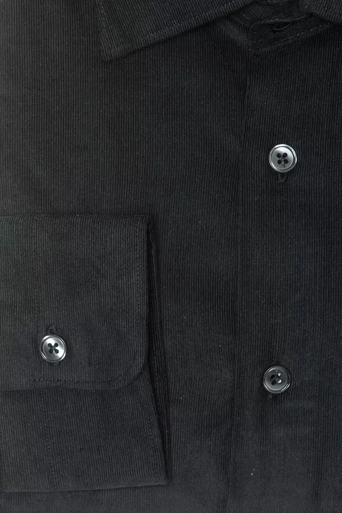 Black Cotton Men Shirt Robert Friedman
