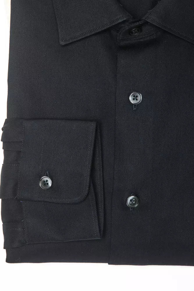 Black Cotton Men Shirt Robert Friedman