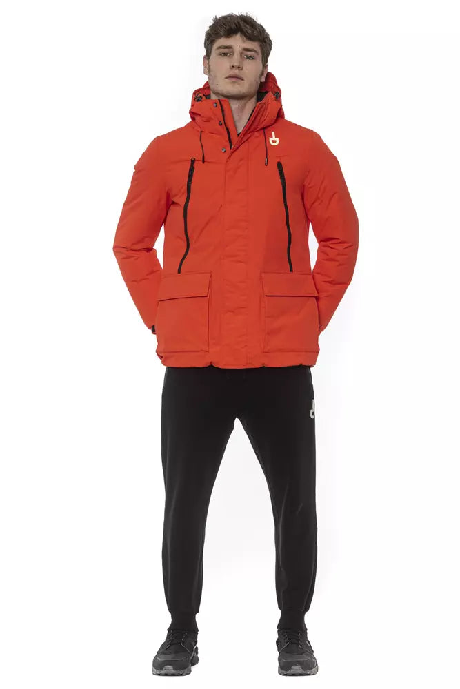 Red Polyester Men Jacket Tond