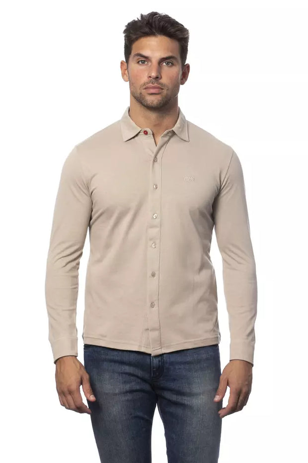 Beige Cotton Men Shirt Verri