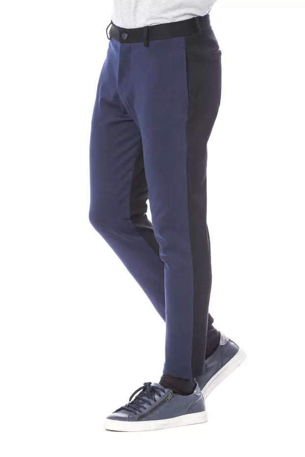 Blue Viscose Men Pants Verri