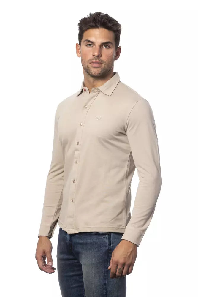 Beige Cotton Men Shirt Verri