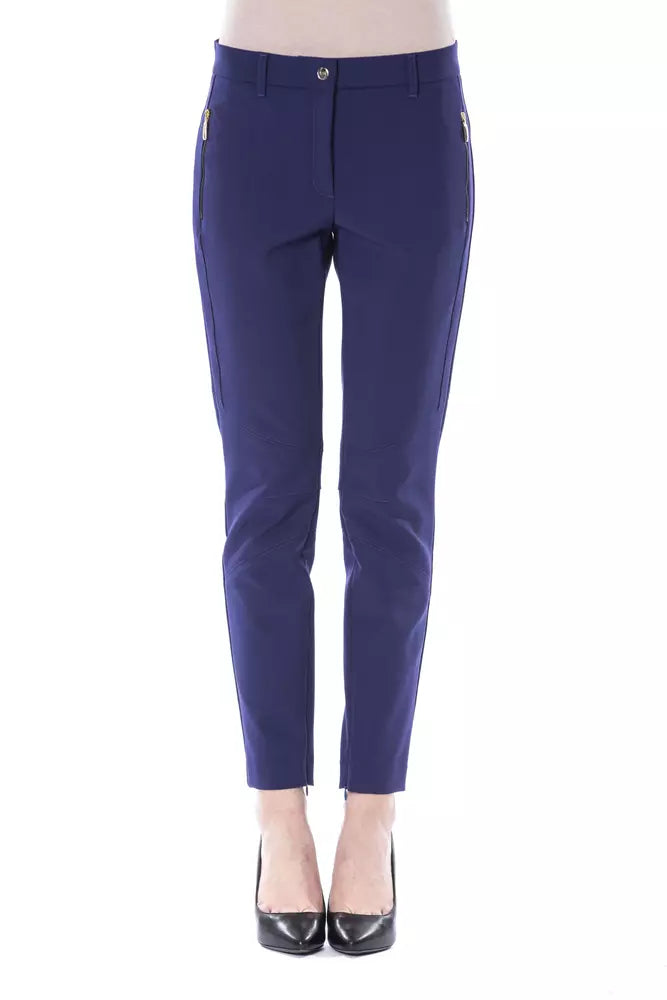 Blue Polyester Women Pants BYBLOS