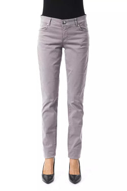 Gray Cotton Women Pants BYBLOS