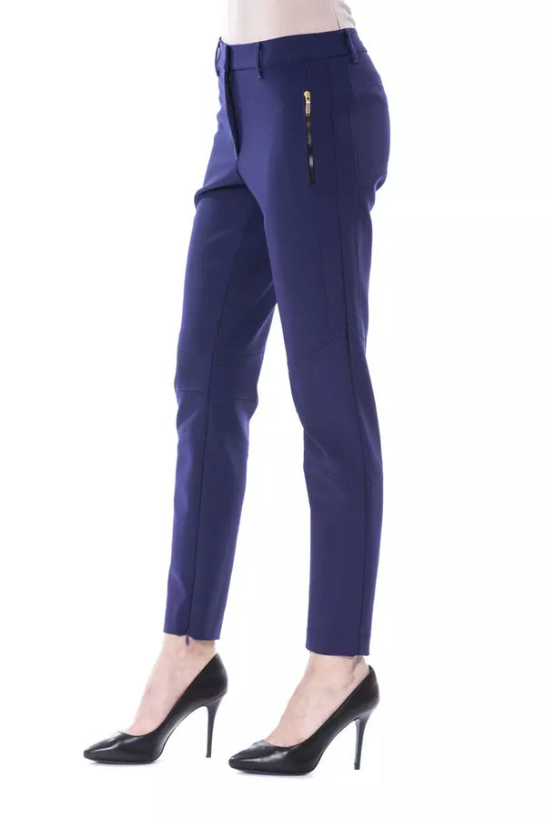 Blue Polyester Women Pants BYBLOS