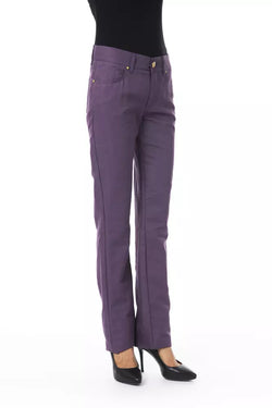 Purple Cotton Women Pants BYBLOS