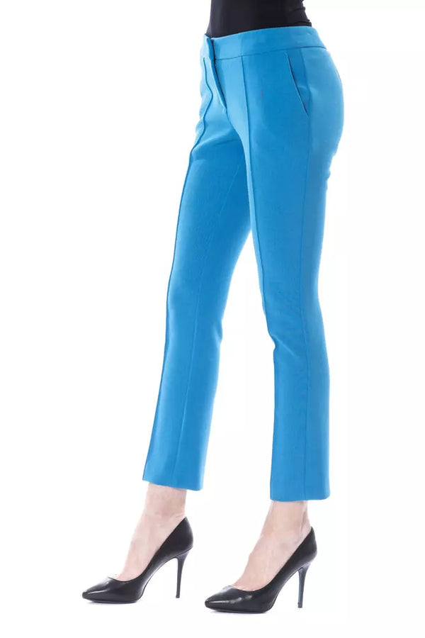 Light Blue Polyester Women Pants BYBLOS