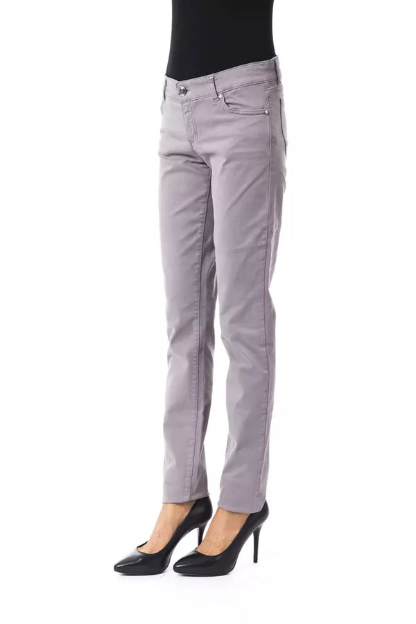 Gray Cotton Women Pants BYBLOS