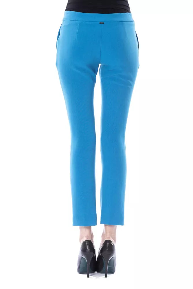 Light Blue Polyester Women Pants BYBLOS