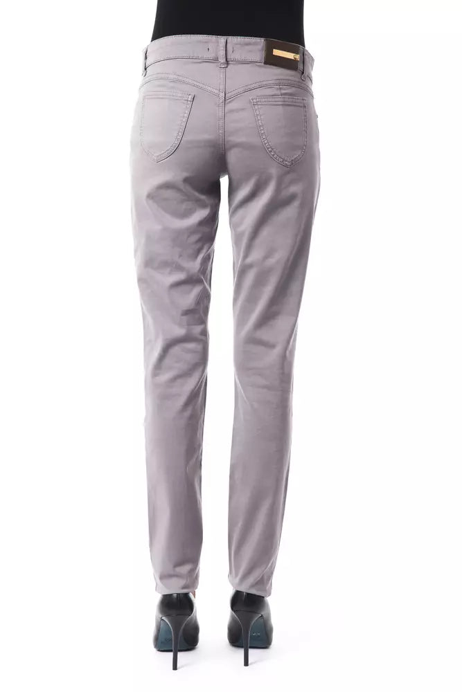 Gray Cotton Women Pants BYBLOS