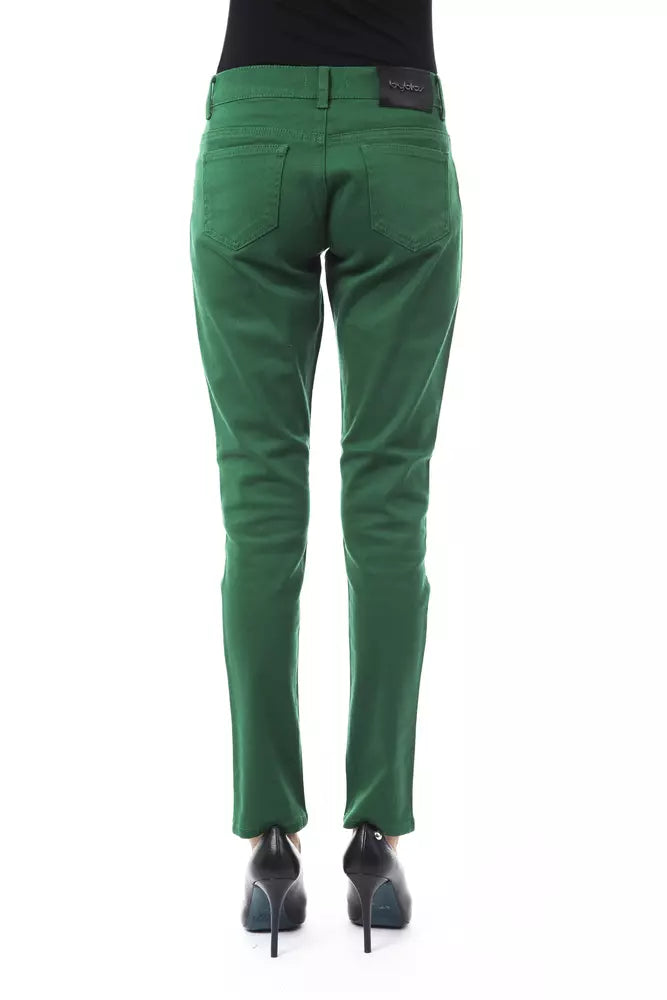 Green Cotton Women Slim Pant BYBLOS