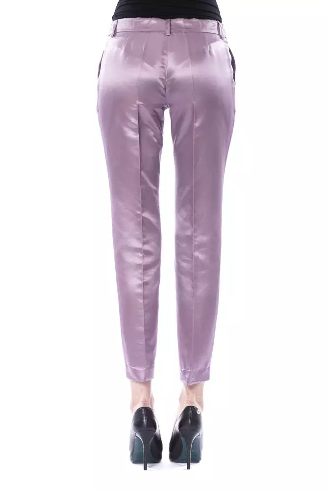 Purple Cotton Women Pant BYBLOS