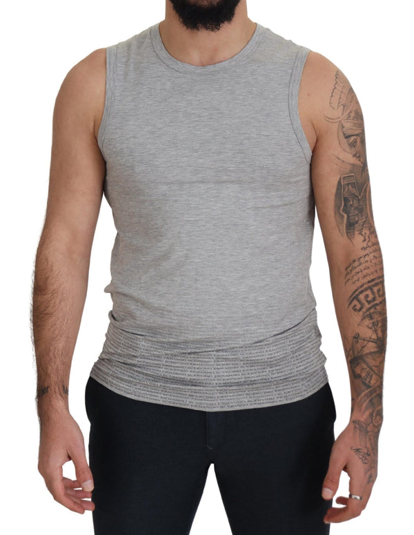 Chic Gray Sleeveless Crewneck Tee Ermanno Scervino