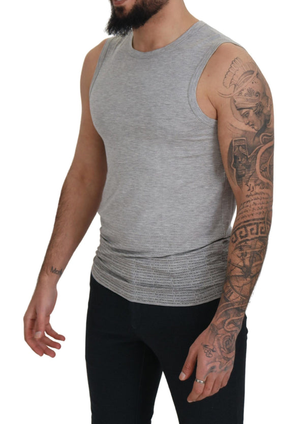 Chic Gray Sleeveless Crewneck Tee Ermanno Scervino
