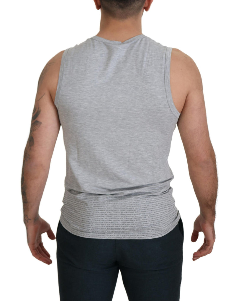 Chic Gray Sleeveless Crewneck Tee Ermanno Scervino