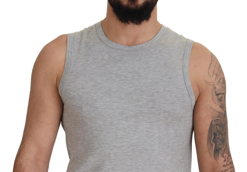 Chic Gray Sleeveless Crewneck Tee Ermanno Scervino