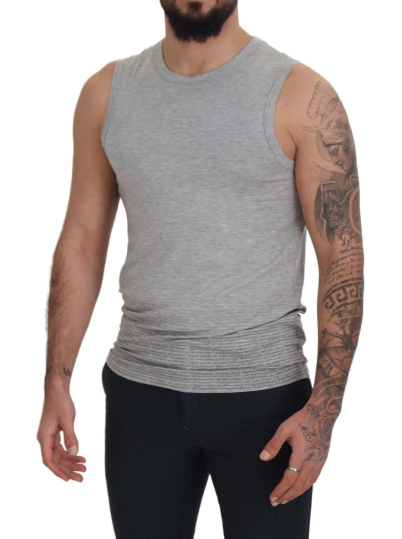 Chic Gray Sleeveless Crewneck Tee Ermanno Scervino