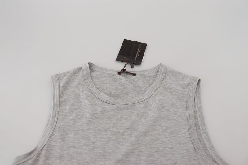 Chic Gray Sleeveless Crewneck Tee Ermanno Scervino