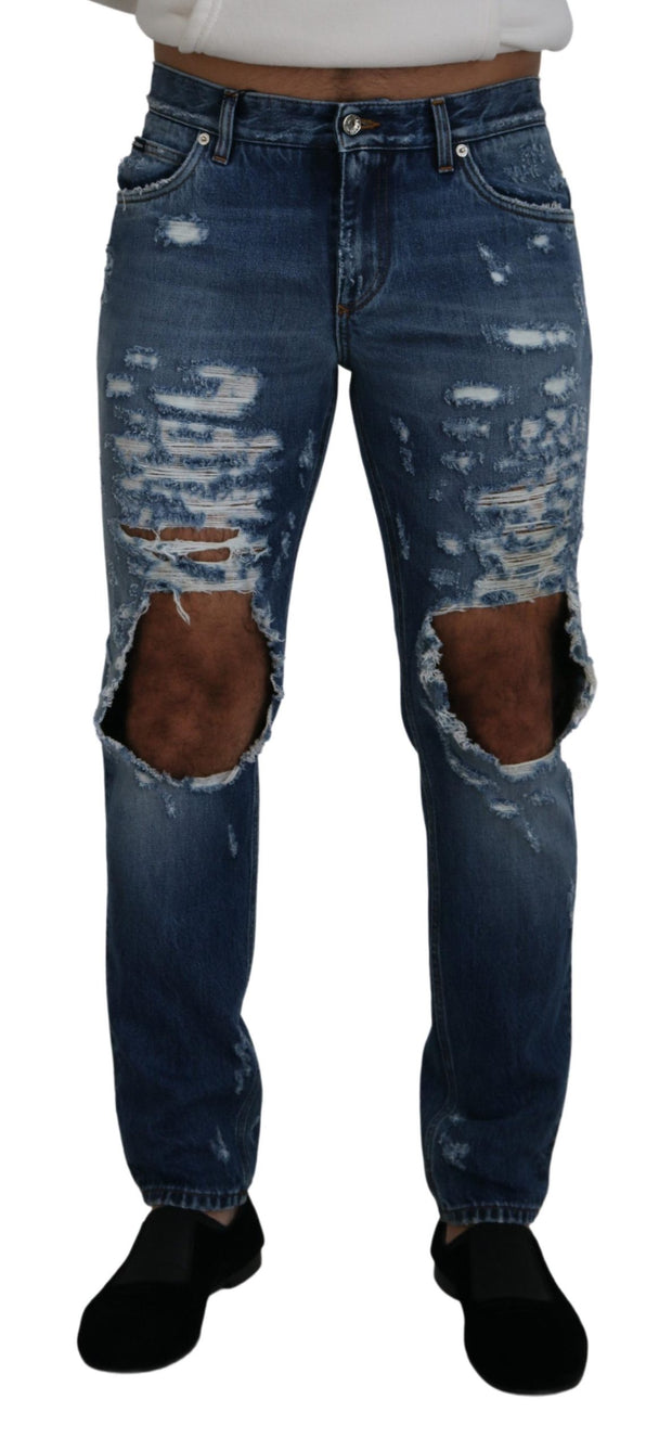 Chic Tattered Denim Pants for the Modern Man Dolce & Gabbana