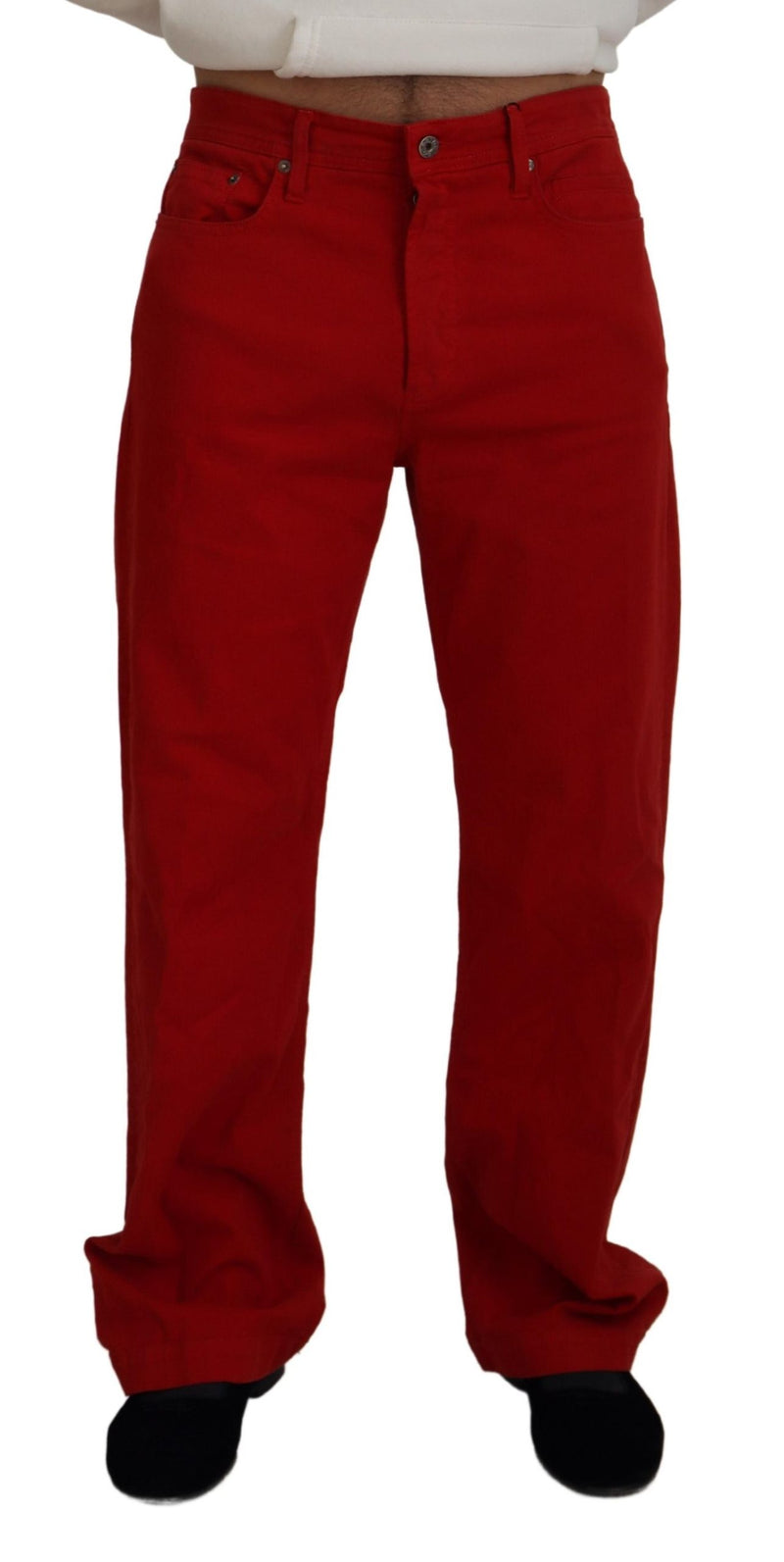 Chic Red Cotton Denim Pants Dolce & Gabbana