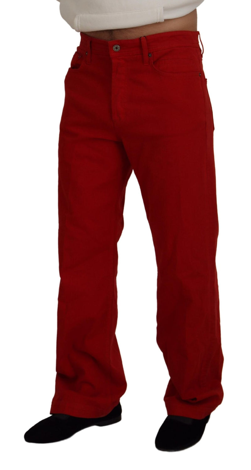 Chic Red Cotton Denim Pants Dolce & Gabbana