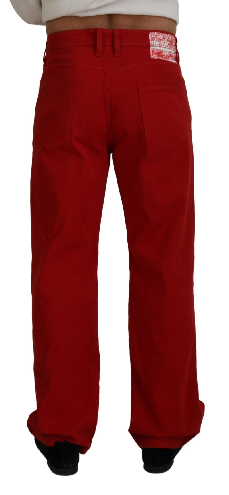 Chic Red Cotton Denim Pants Dolce & Gabbana