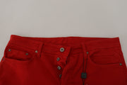 Chic Red Cotton Denim Pants Dolce & Gabbana