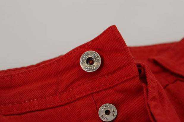 Chic Red Cotton Denim Pants Dolce & Gabbana