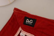 Chic Red Cotton Denim Pants Dolce & Gabbana