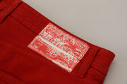 Chic Red Cotton Denim Pants Dolce & Gabbana