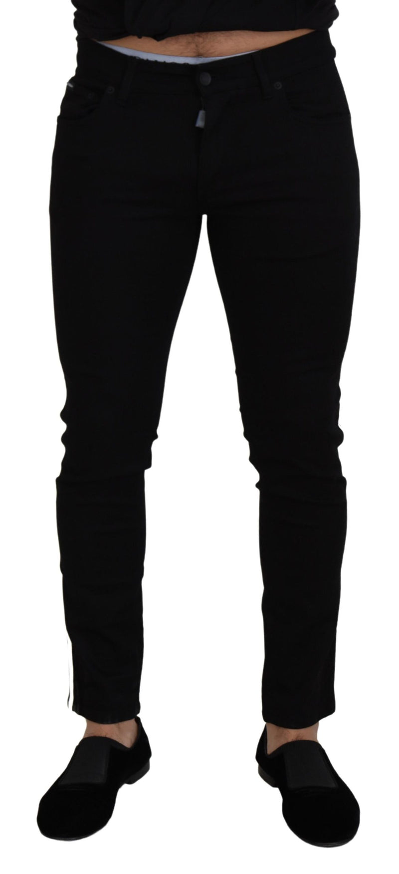 Elegant Black Slim Fit Denim Pants Dolce & Gabbana