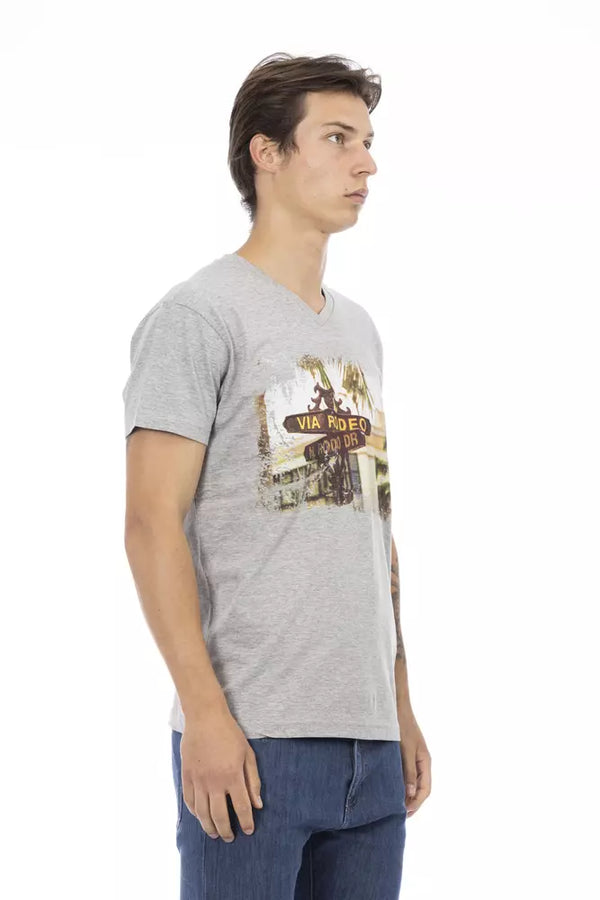 Gray Cotton Men T-Shirt Trussardi Action