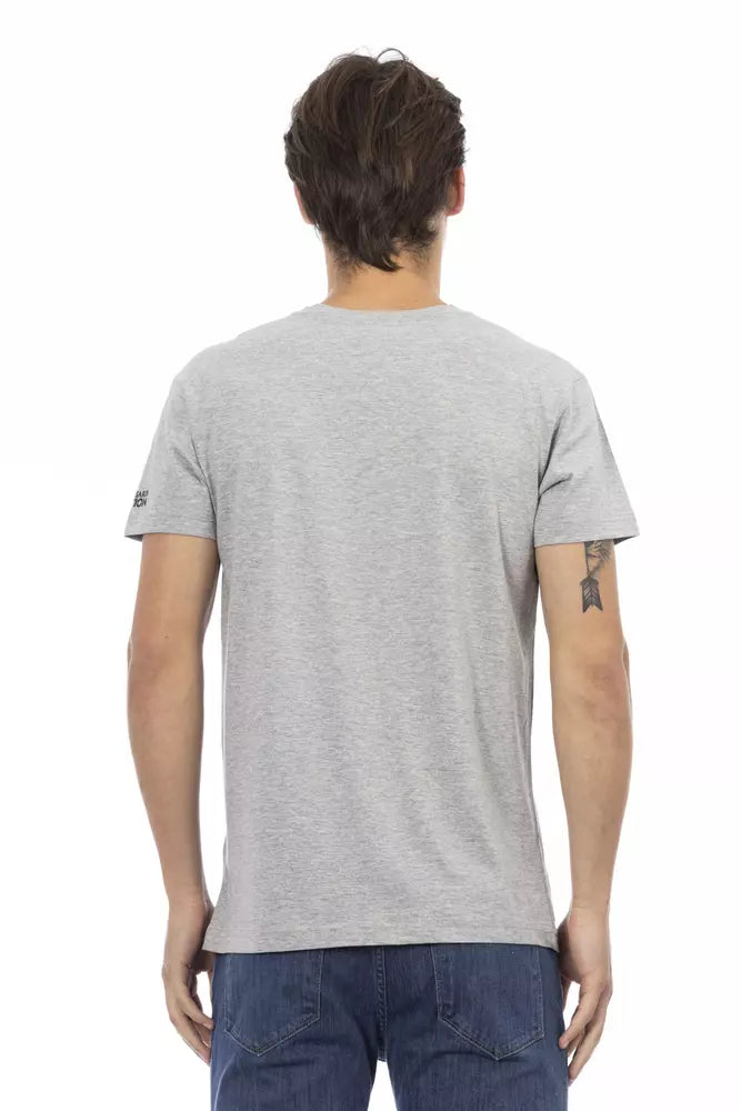 Gray Cotton Men T-Shirt Trussardi Action