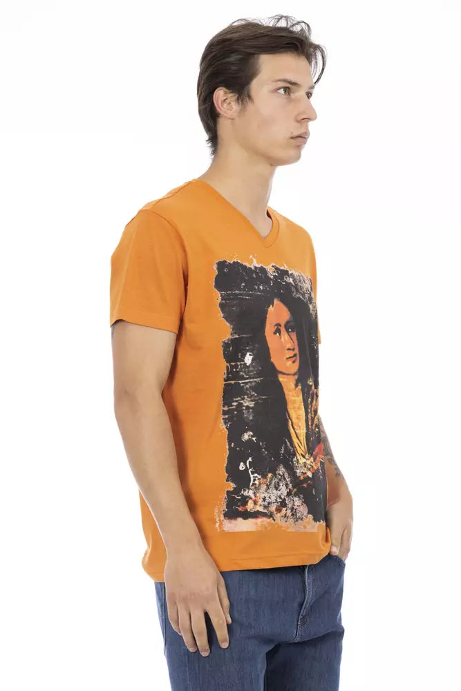 Orange Cotton Men T-Shirt Trussardi Action