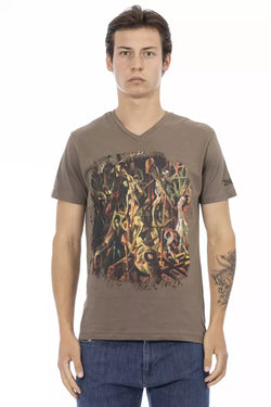 Brown Cotton Men T-Shirt Trussardi Action