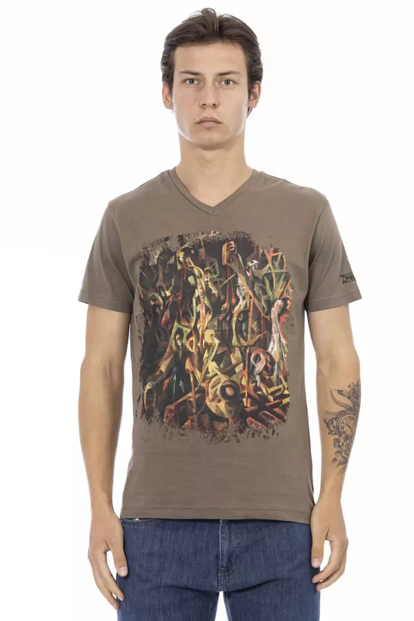 Brown Cotton Men T-Shirt Trussardi Action