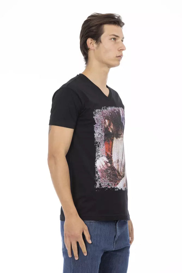 Black Cotton Men T-Shirt Trussardi Action