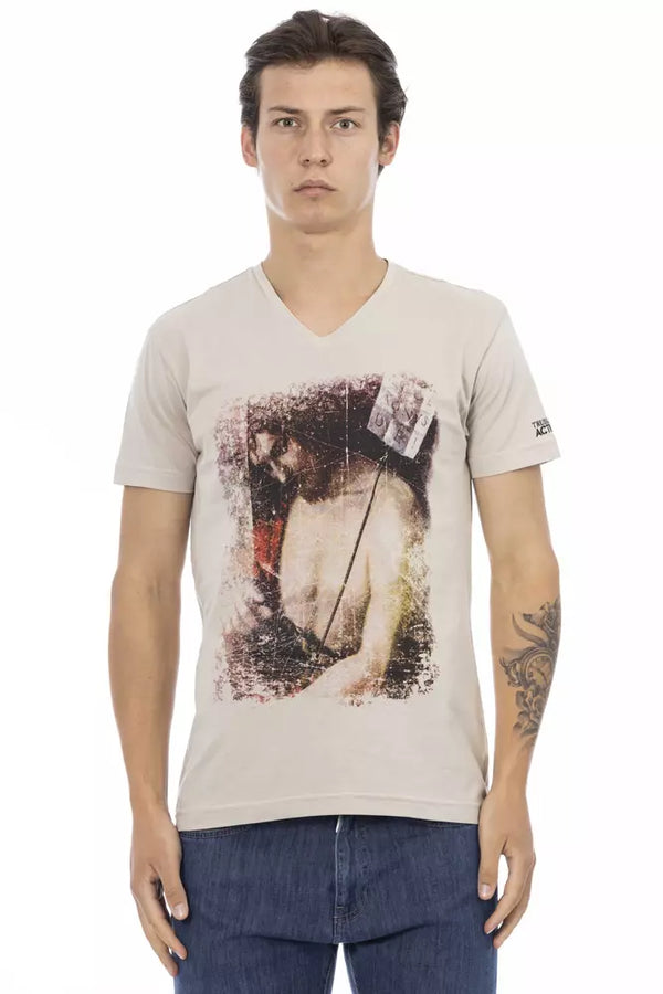 Beige Cotton Men T-Shirt Trussardi Action