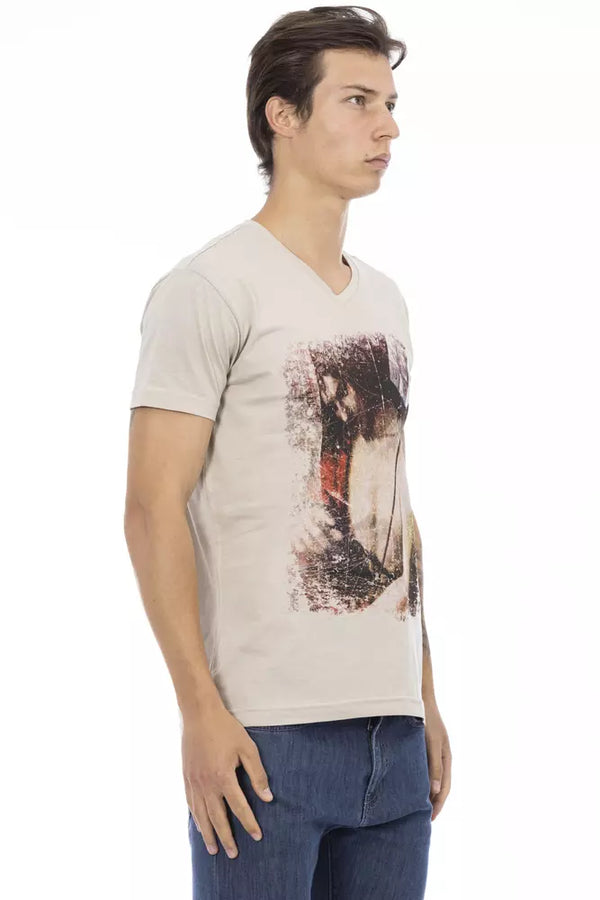 Beige Cotton Men T-Shirt Trussardi Action