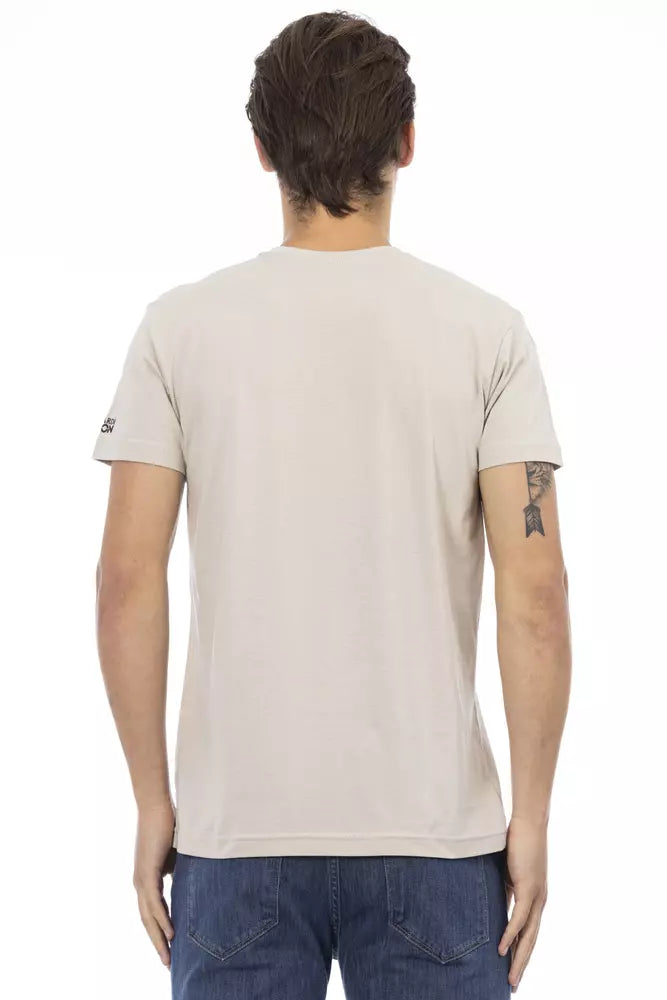 Beige Cotton Men T-Shirt Trussardi Action