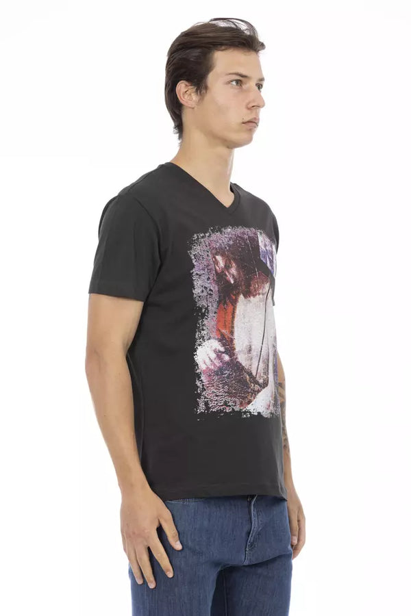 Black Cotton Men T-Shirt Trussardi Action
