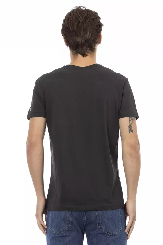Black Cotton Men T-Shirt Trussardi Action